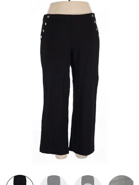 Zac & Rachel Black Wide Leg Dress Pants silver Button Detail Plus Size 2X